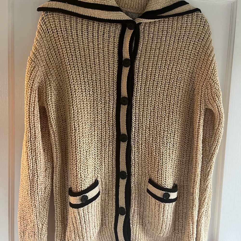 J. Crew Cream and Black Knit Sweater